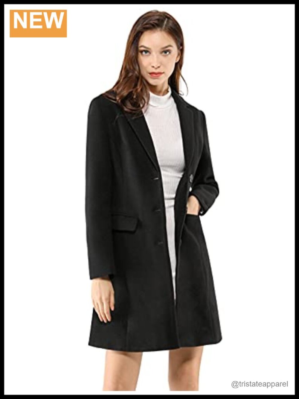 Women's Single Breasted Peacoat Wool Blend A-Line Winter Overcoat